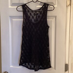 DKNY Black Lace Tank Top Coverup
